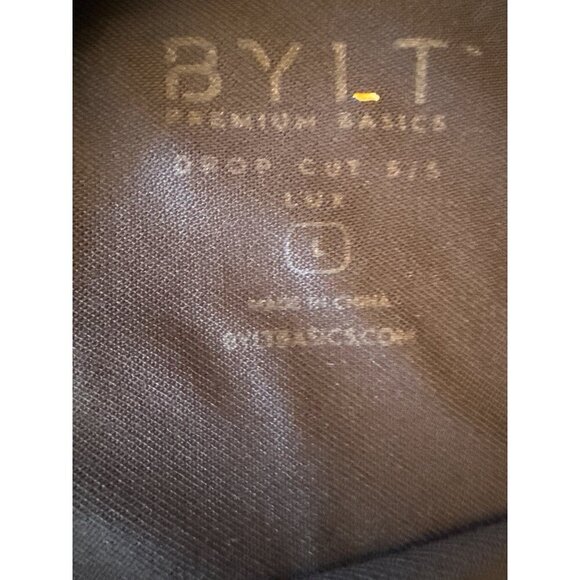 BYLT Premium Basics Drop-Cut S/S Mens Shirt LUX Size L Black Workout Athletic - Picture 3 of 5